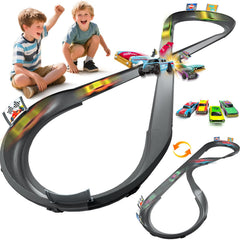 VATOS slot car track figure-8 setup for two-player racing fun