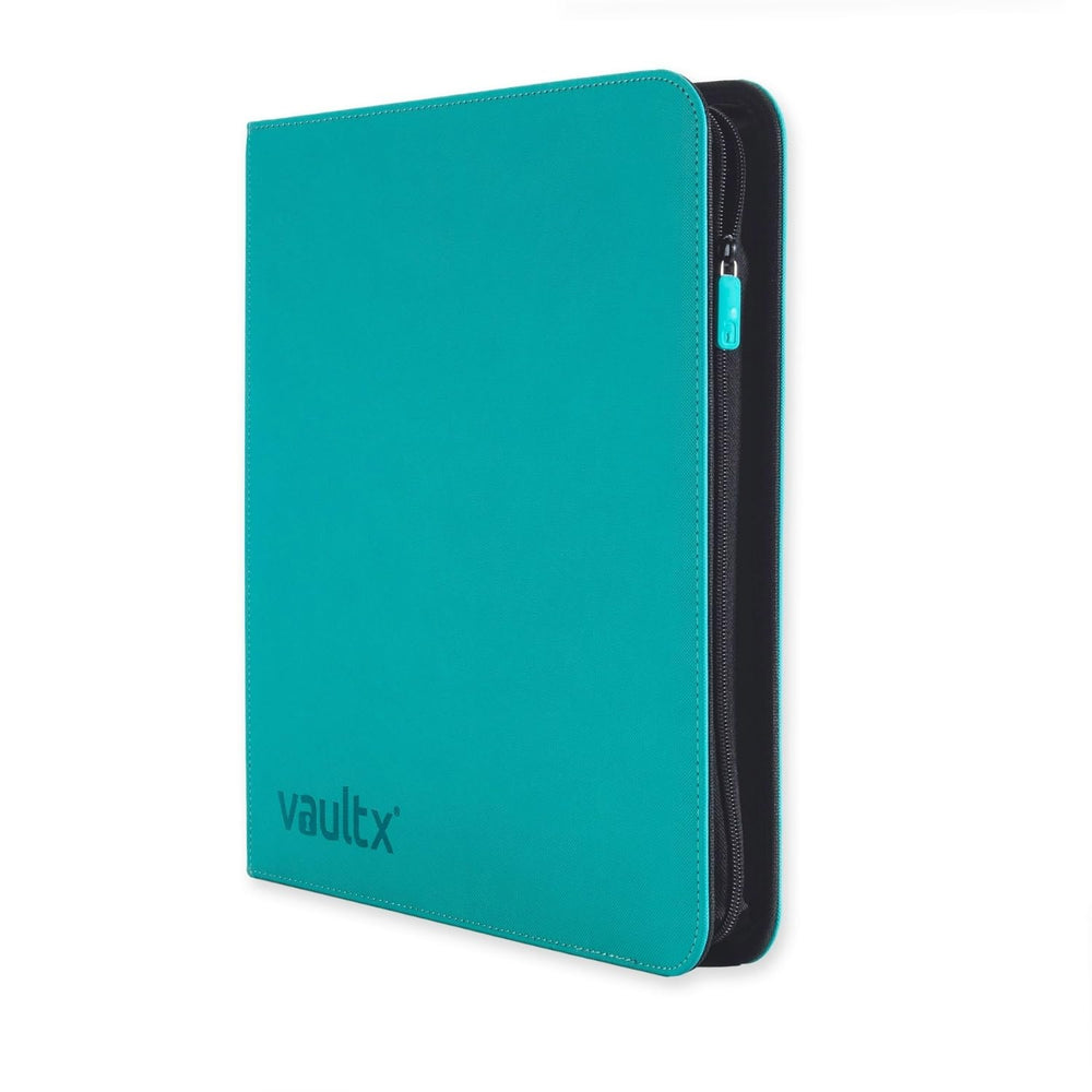 Vault X 12-pocket zip binder teal cover keeps collectibles neatly organized for easy access.