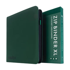 Vault X 12 XL Zip Binder green cover with 12-pocket pages for organized storage.