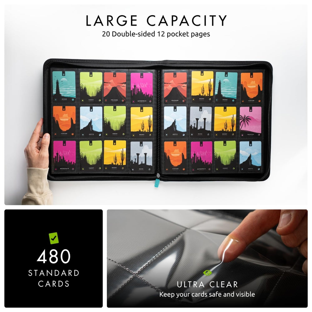 Vault X 20 double-sided pages teal layout holds up to 480 standard cards securely.