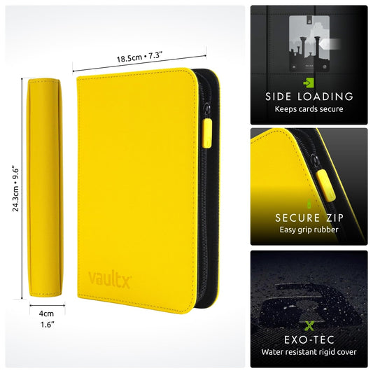 Vault X binder open pages show 4 pockets per page for efficient organization