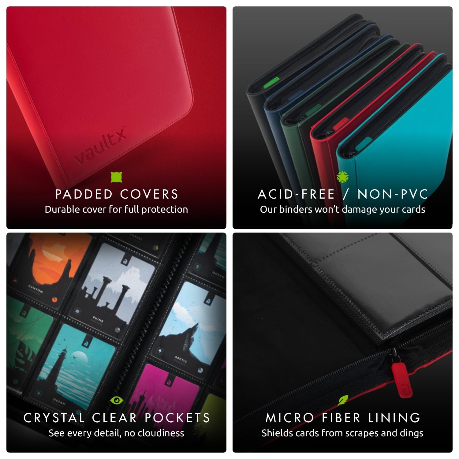 Vault X archival-safe material close-up highlighting acid-free, PVC-free protection.