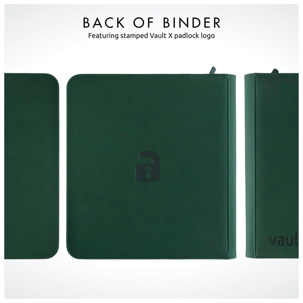 Green Vault X binder emphasizes bold display and practical storage.