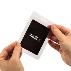 Vault X card protectors inside view reveals easy insertion pocket.
