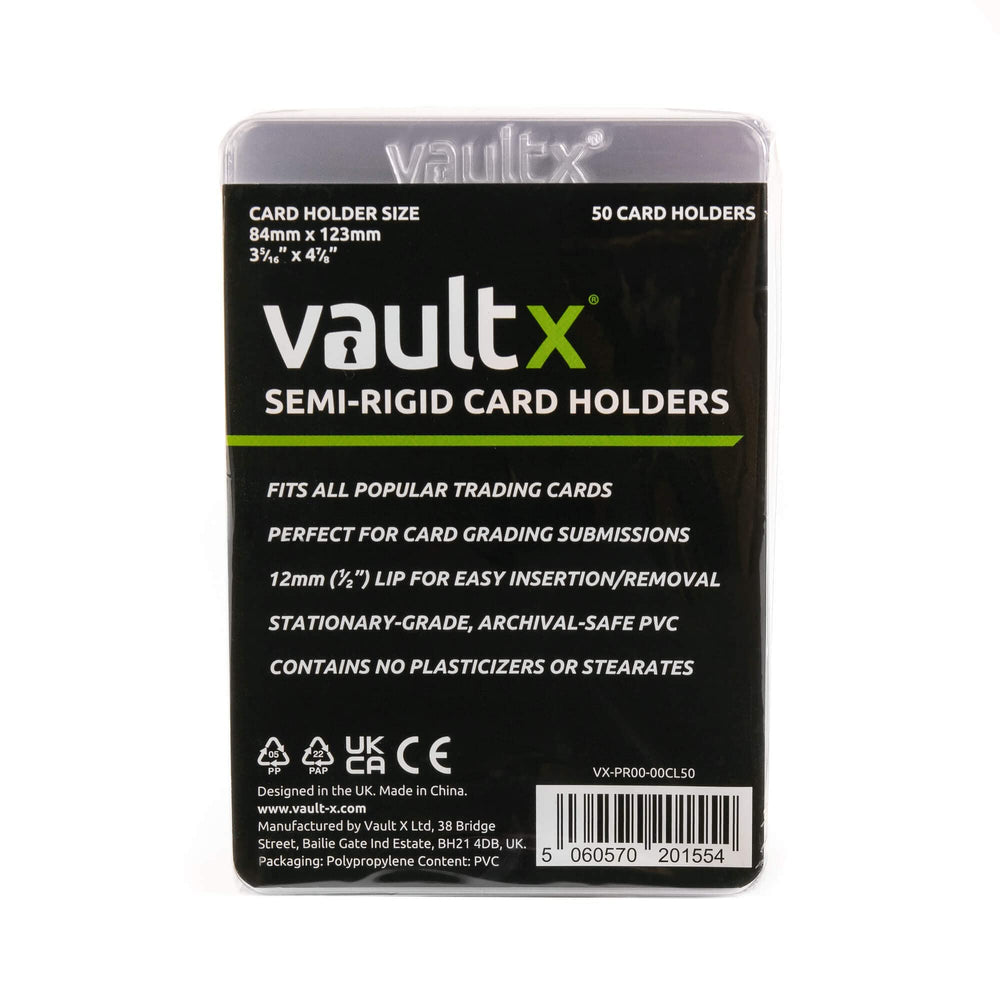 Vault X crystal-clear holder shows card details clearly.