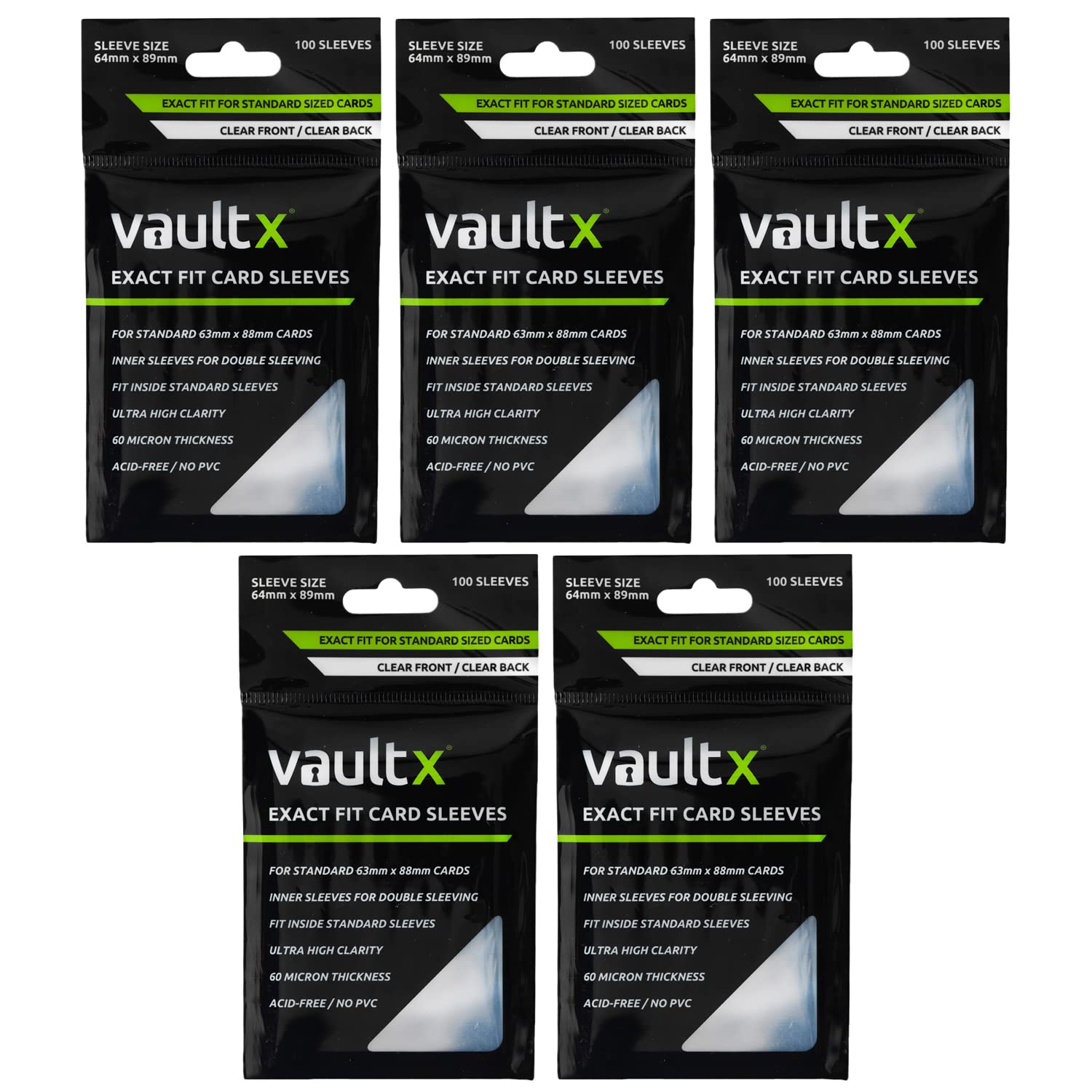 Vault X Exact Fit inner sleeves protect standard 63x88mm cards with precision.