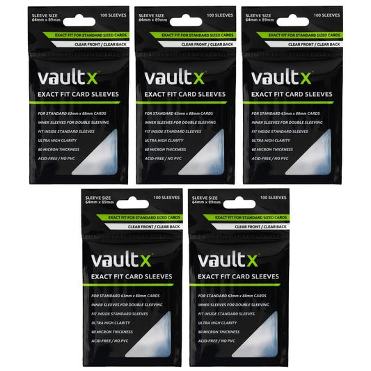 Vault X Exact Fit inner sleeves protect standard 63x88mm cards with precision.