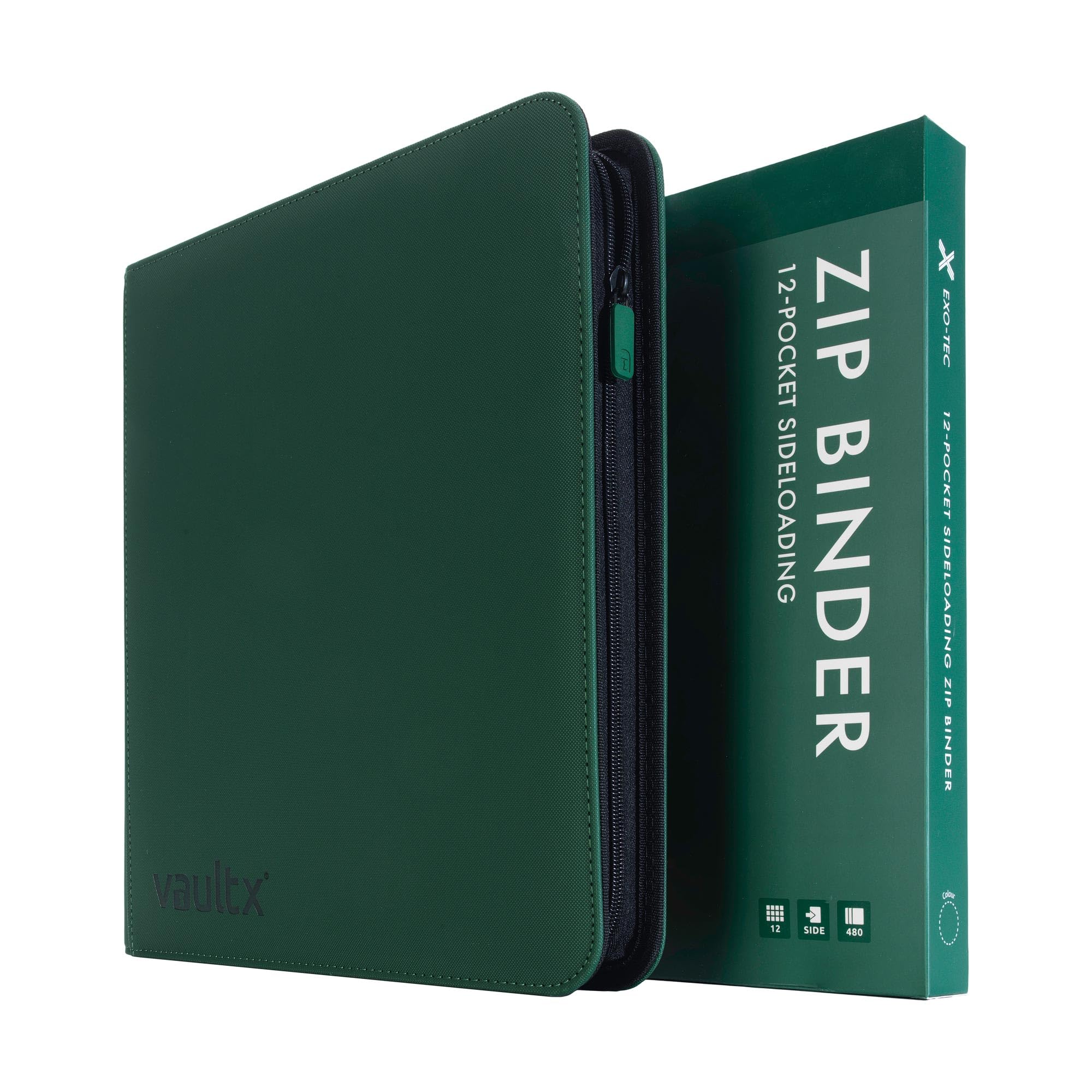 Vault X Exo-Tec binder in green, ideal for collectors and players storing up to 480 cards