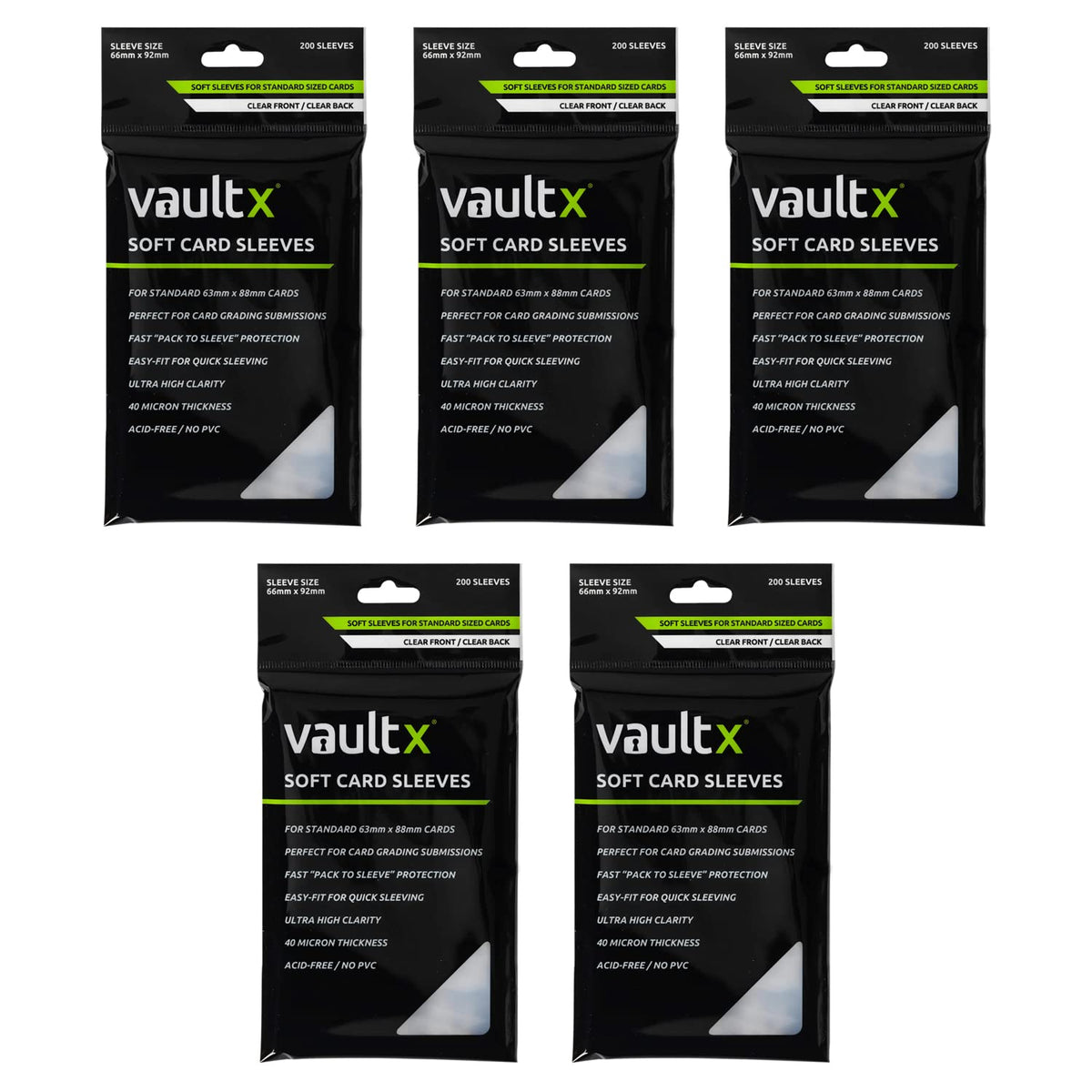 Vault X penny sleeves 1000-pack protects standard TCG and sports cards with archival-safe, non-PVC material.