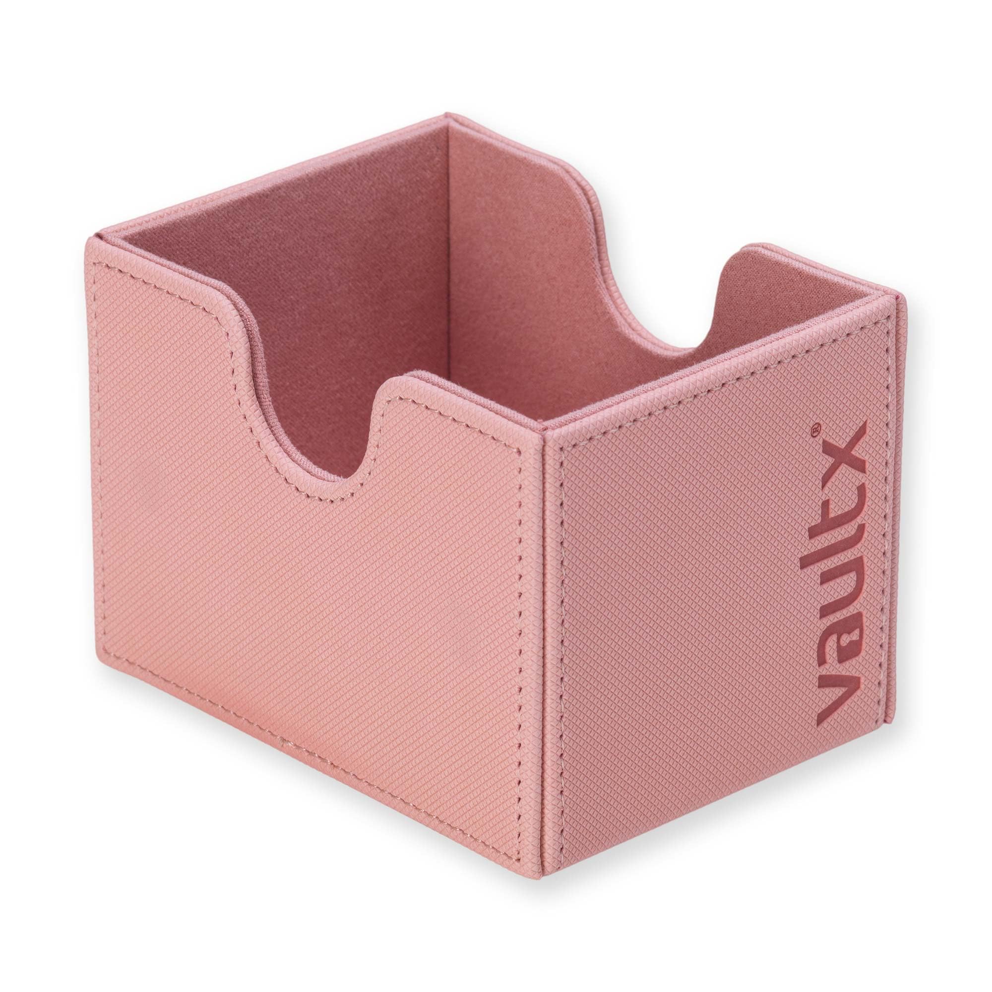 Vault X pink sideload deckbox open lid detachable bottom provides stable play surface.