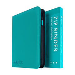 Vault X teal 9-pocket zip binder front cover shows durable Exo-Tec material for lasting protection.