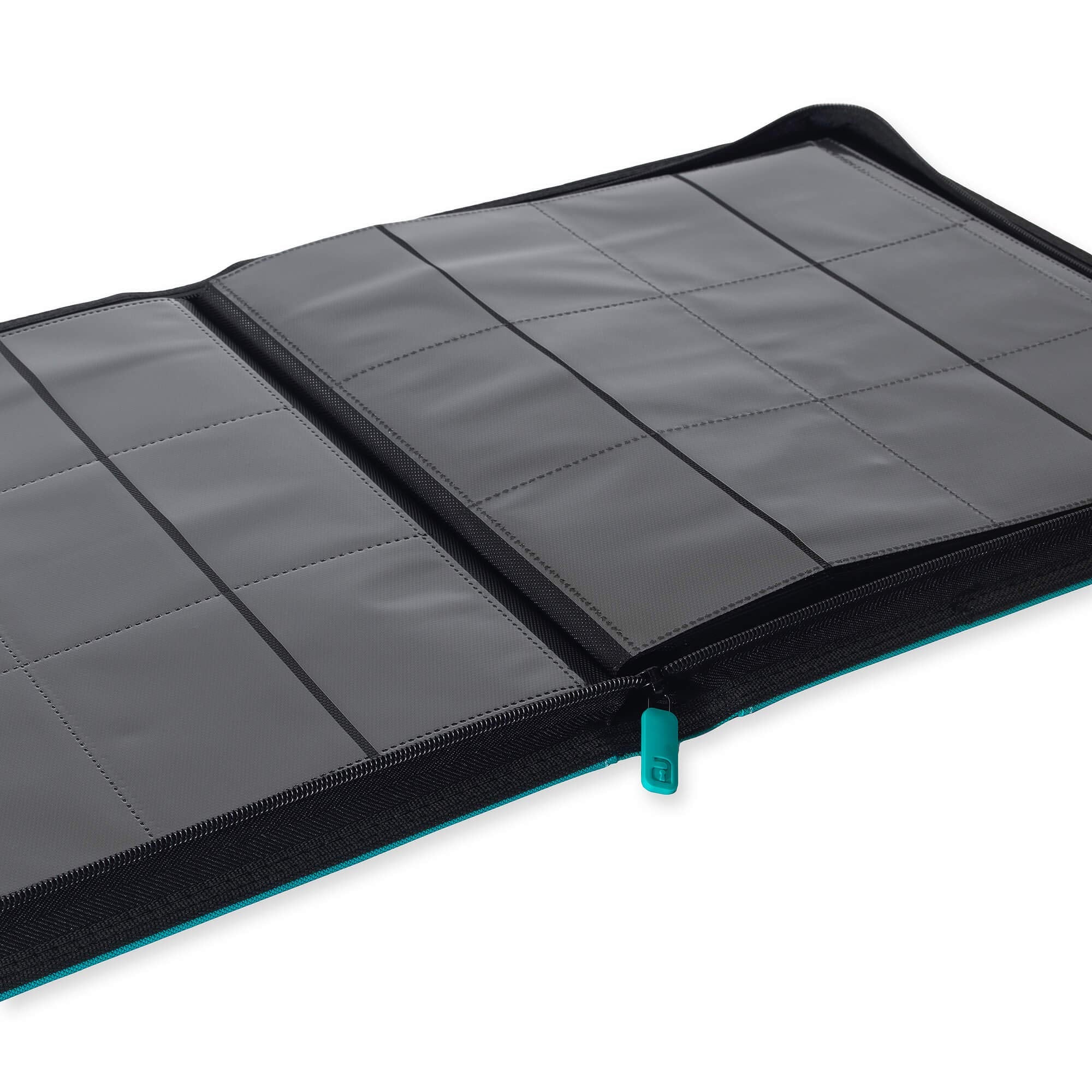 Zipper closure keeps cards securely enclosed during transport.