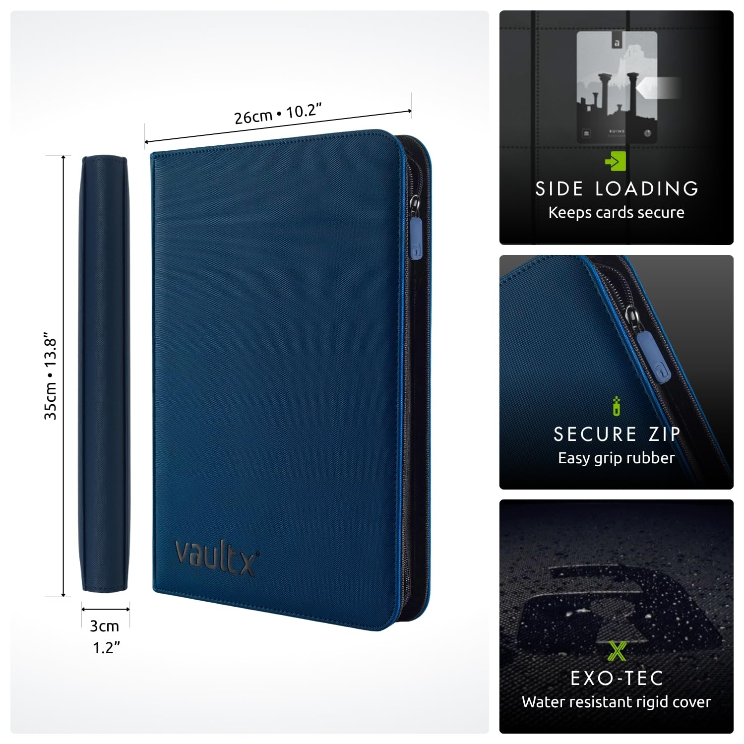 Vault X zip binder open reveals 20 pages and 9 pockets per page