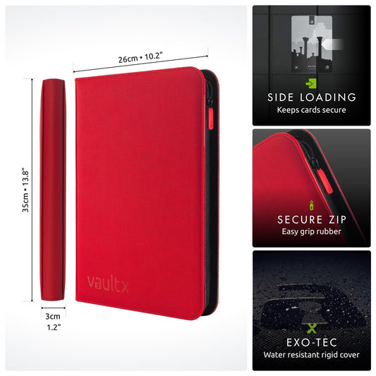 Vault X zipper closure keeps cards secure during transport.
