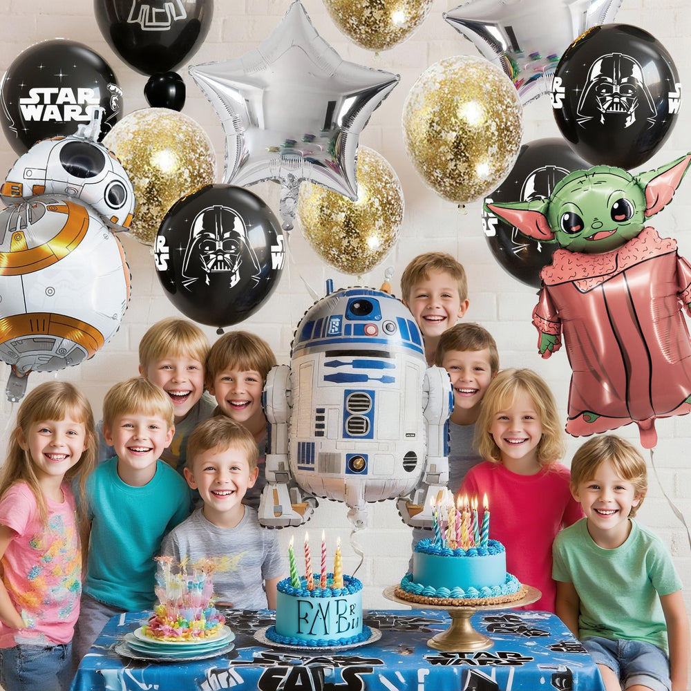 VAUNJLA BB-8 foil balloon enhances sci-fi ambiance for kid parties.