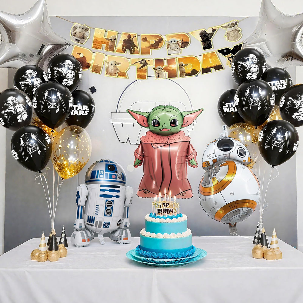 VAUNJLA R2-D2 foil balloon boosts intergalactic décor and photos.