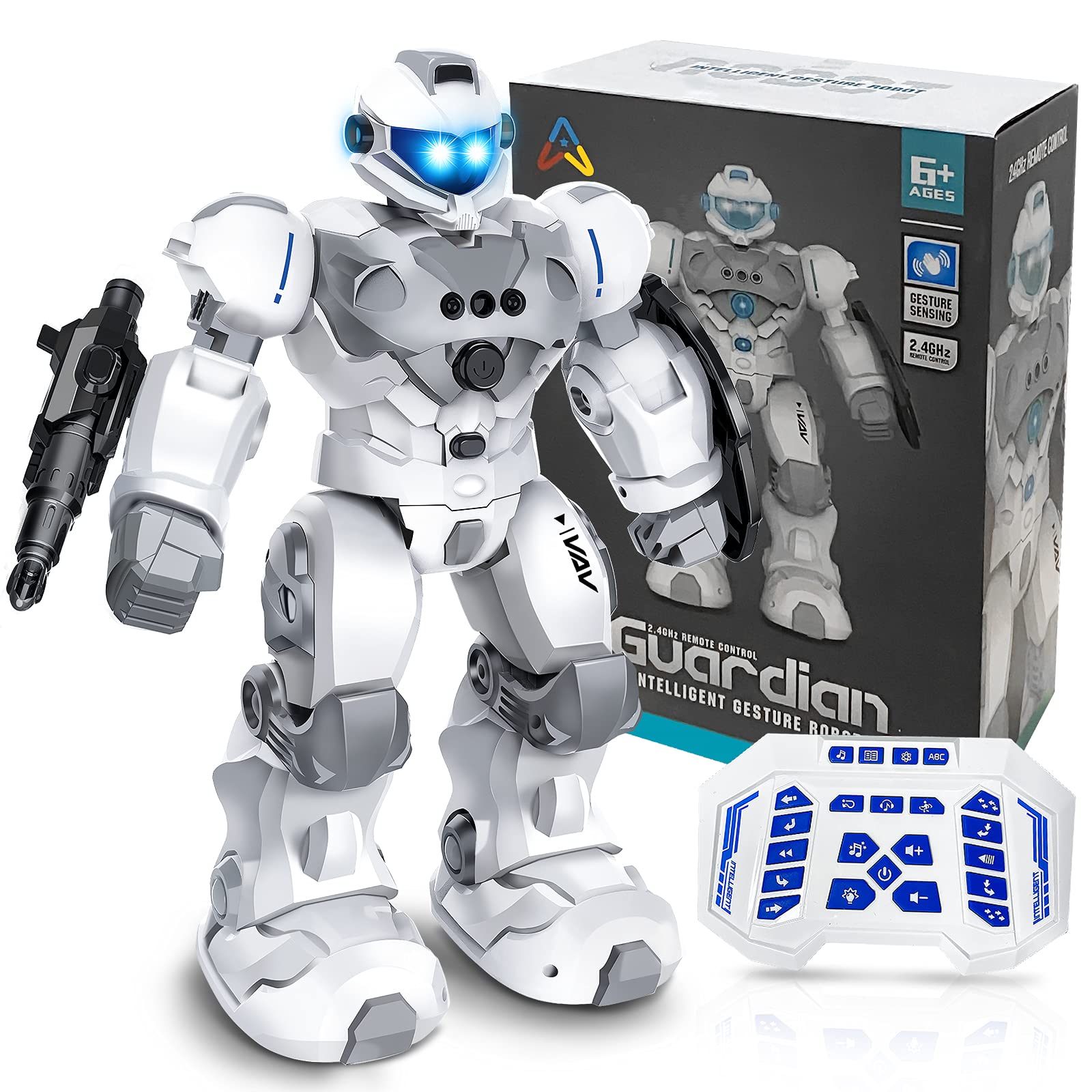 VAV RC robot gesture eyes illustrate responsive control for engaging playtime.