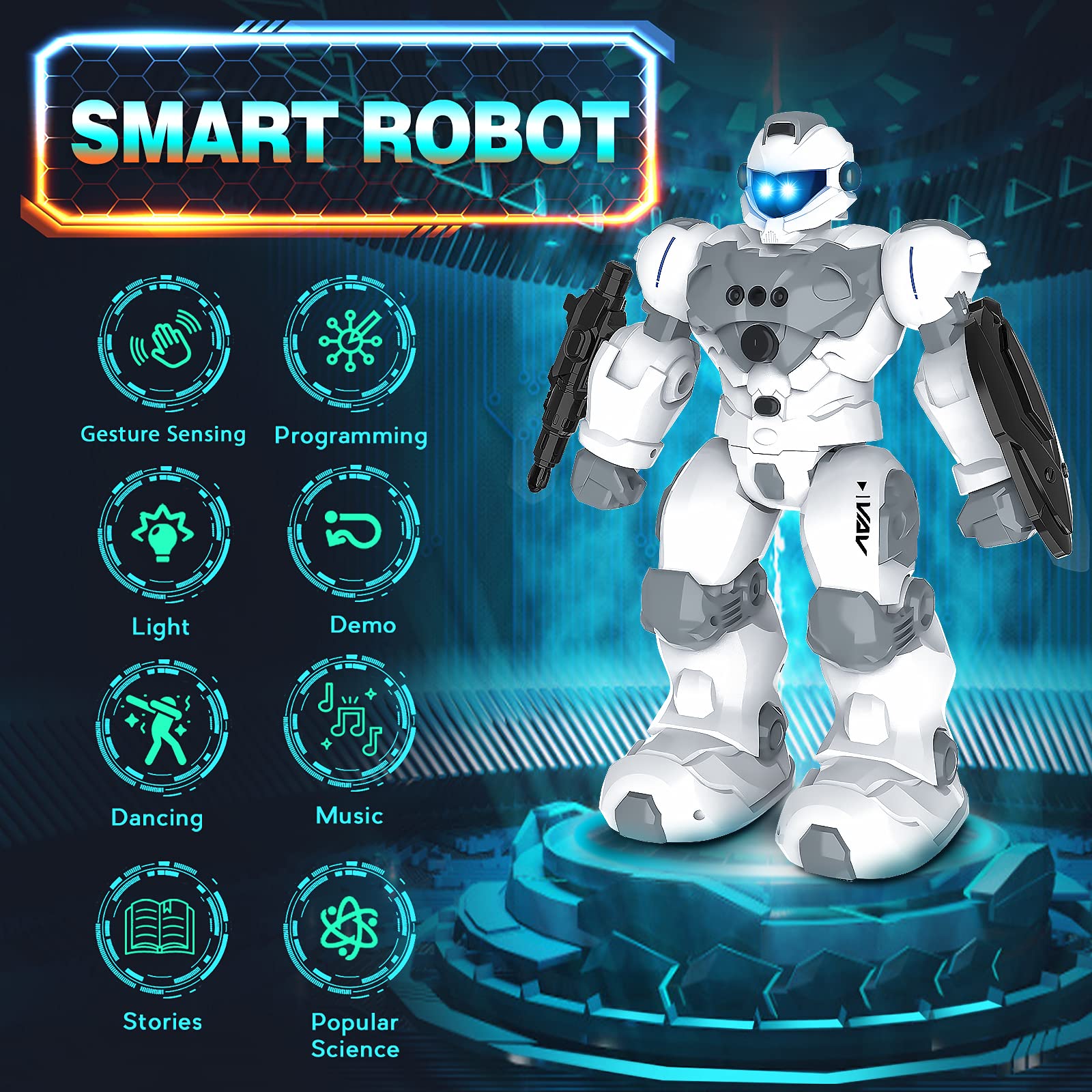 VAV RC robot protective shield adds a battle ready look for pretend play.