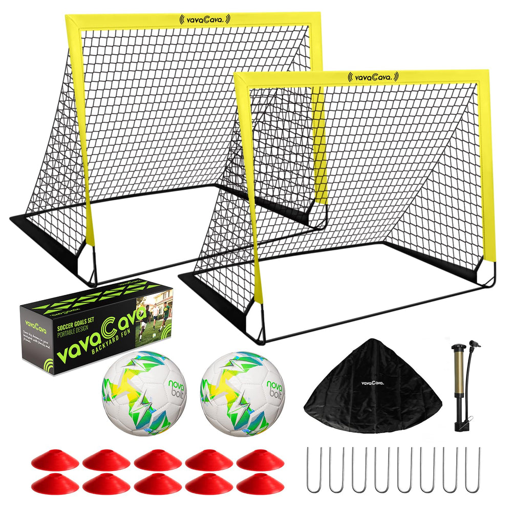 VavaCava 4x3 portable goals front view for backyard play and family matches.