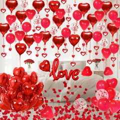 VBEOLLOV 24 18-inch red heart foil balloons add shimmering focal points.