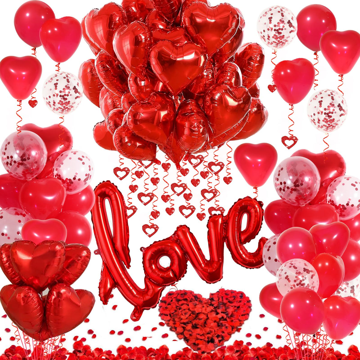 VBEOLLOV 42-inch red love balloons create a dramatic romantic backdrop for celebrations.