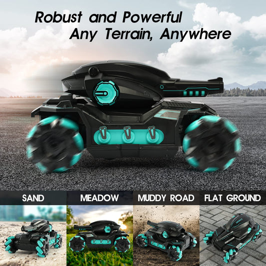 VBNCITY RC tank showing multi-direction wheels for versatile play