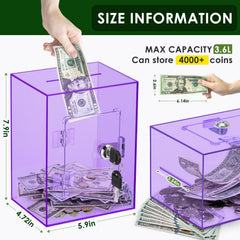 Vcertcpl sturdy acrylic piggy bank designed for daily use and durability.