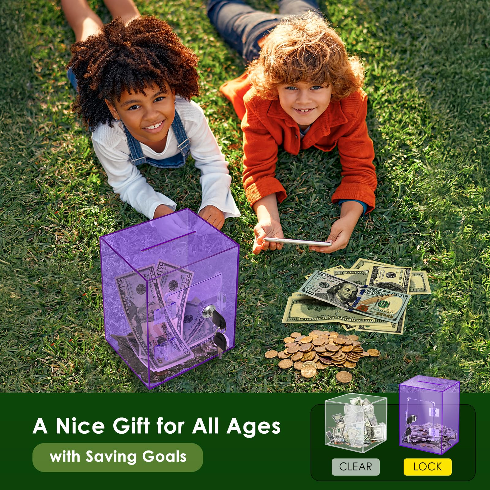 Vcertcpl adult piggy bank openable design keeps money safe until unlocked.