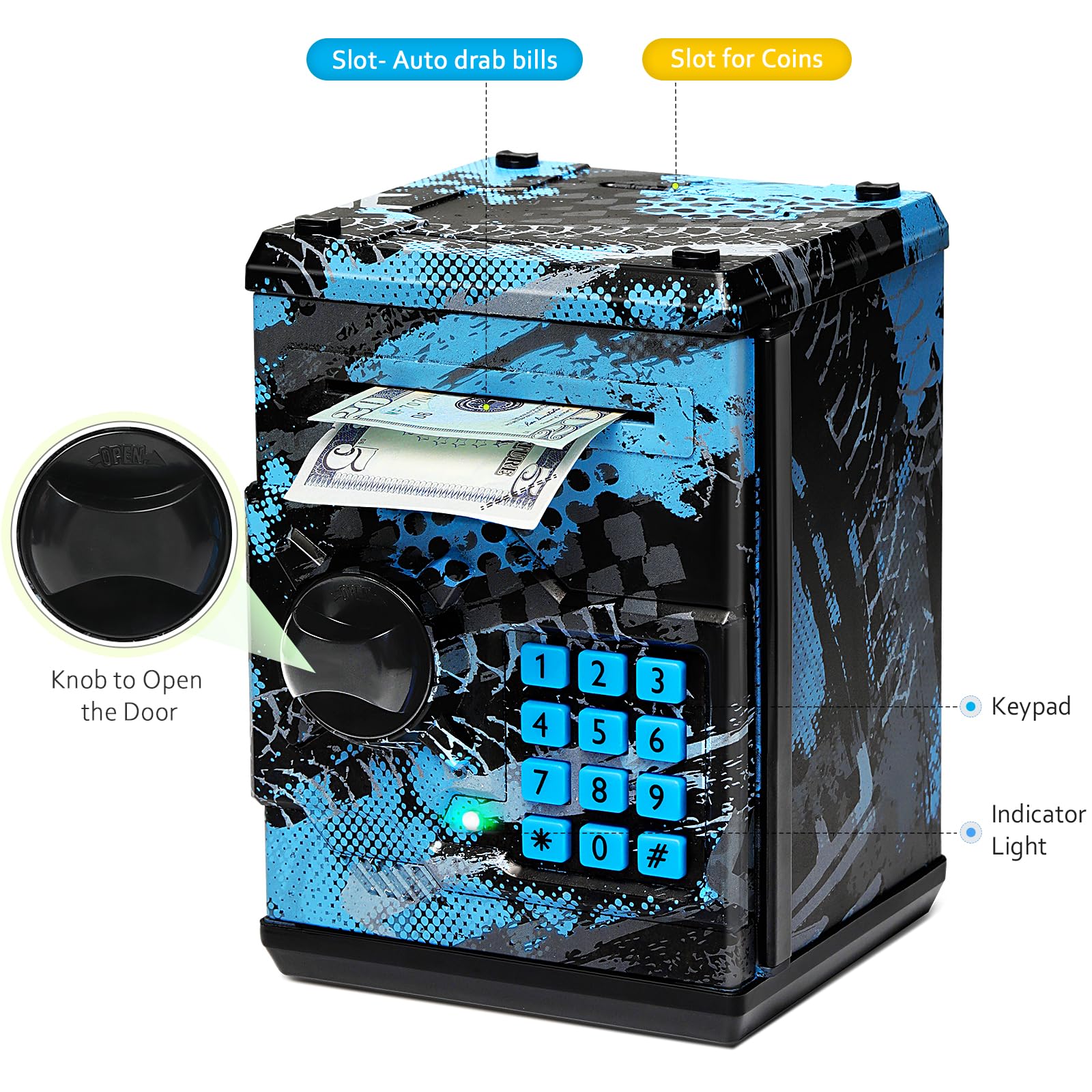 Vcertcpl ATM piggy bank bill slot for easy cash savings.