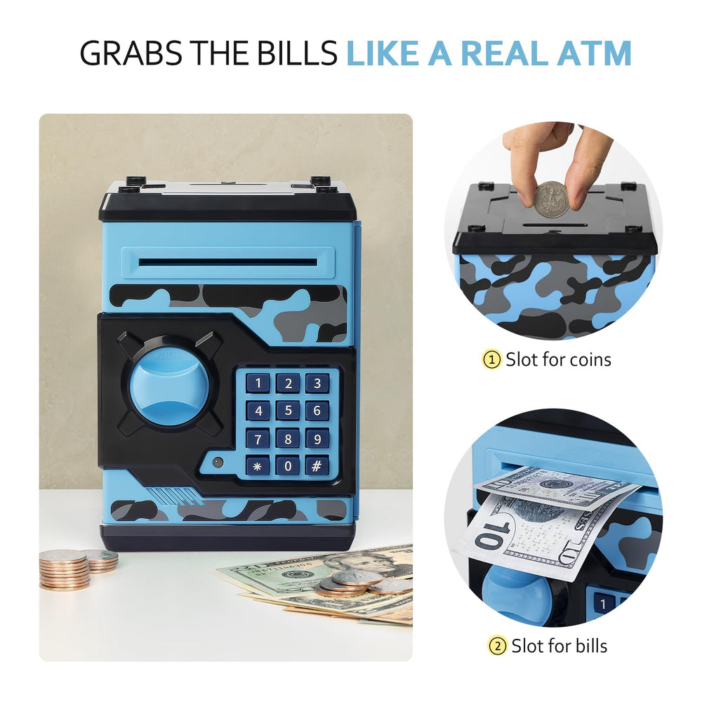 Vcertcpl ATM piggy bank camouflage bluegray durable ABS material for daily use
