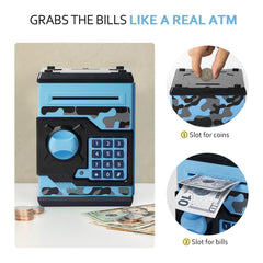 Vcertcpl ATM piggy bank camouflage bluegray durable ABS material for daily use