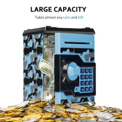 Vcertcpl ATM piggy bank camouflage bluegray coin slot for growing savings