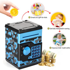 Vcertcpl ATM piggy bank camouflage bluegray secure lock for password protection