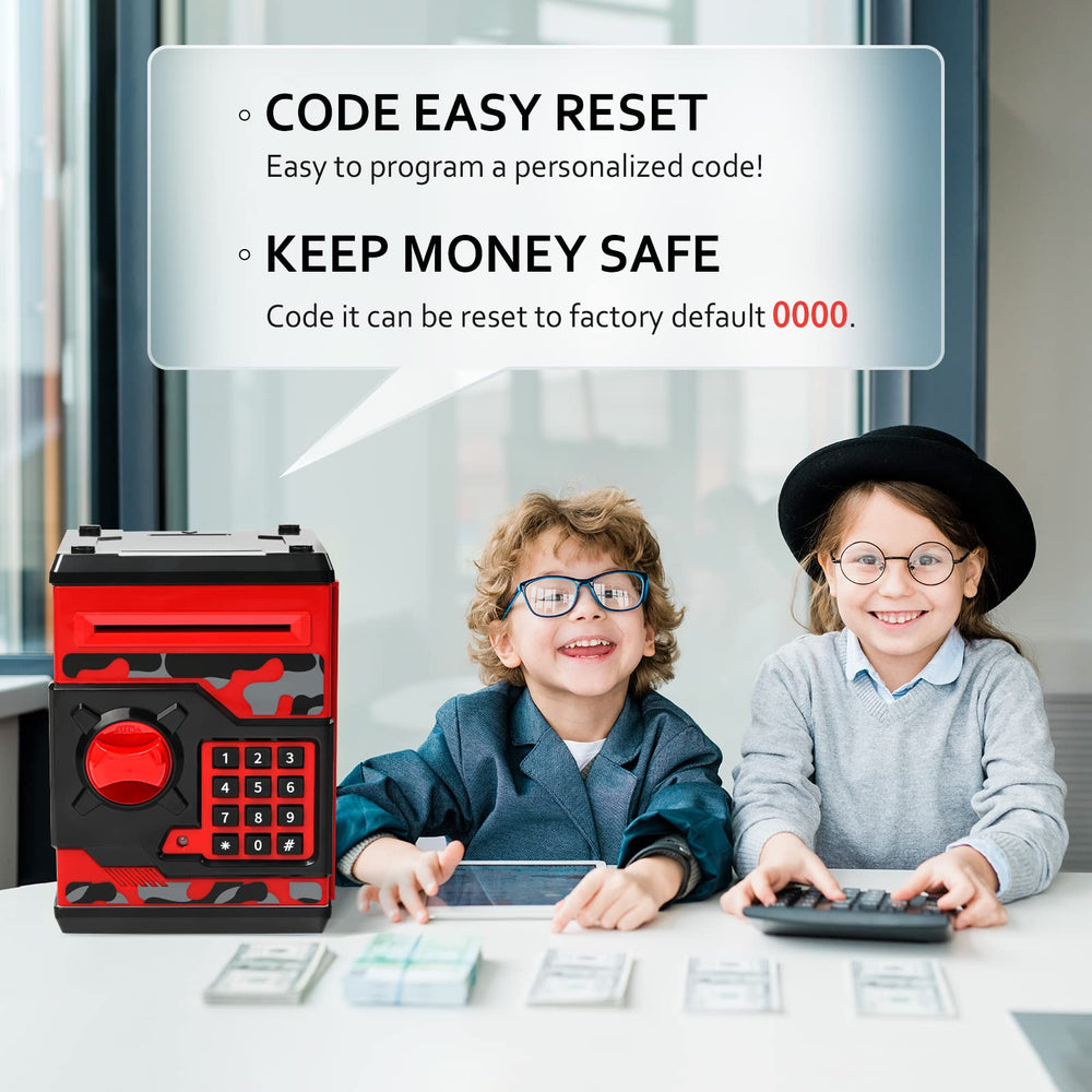 Vcertcpl ATM piggy bank camouflage red coin slot supports easy coin deposits