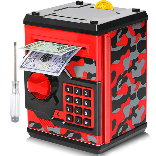 Vcertcpl ATM piggy bank camouflage red front view highlights secure access