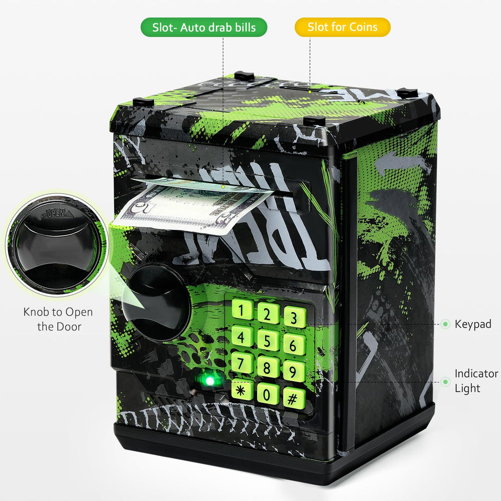 Vcertcpl ATM piggy bank coin slot with colorful exterior encouraging saving