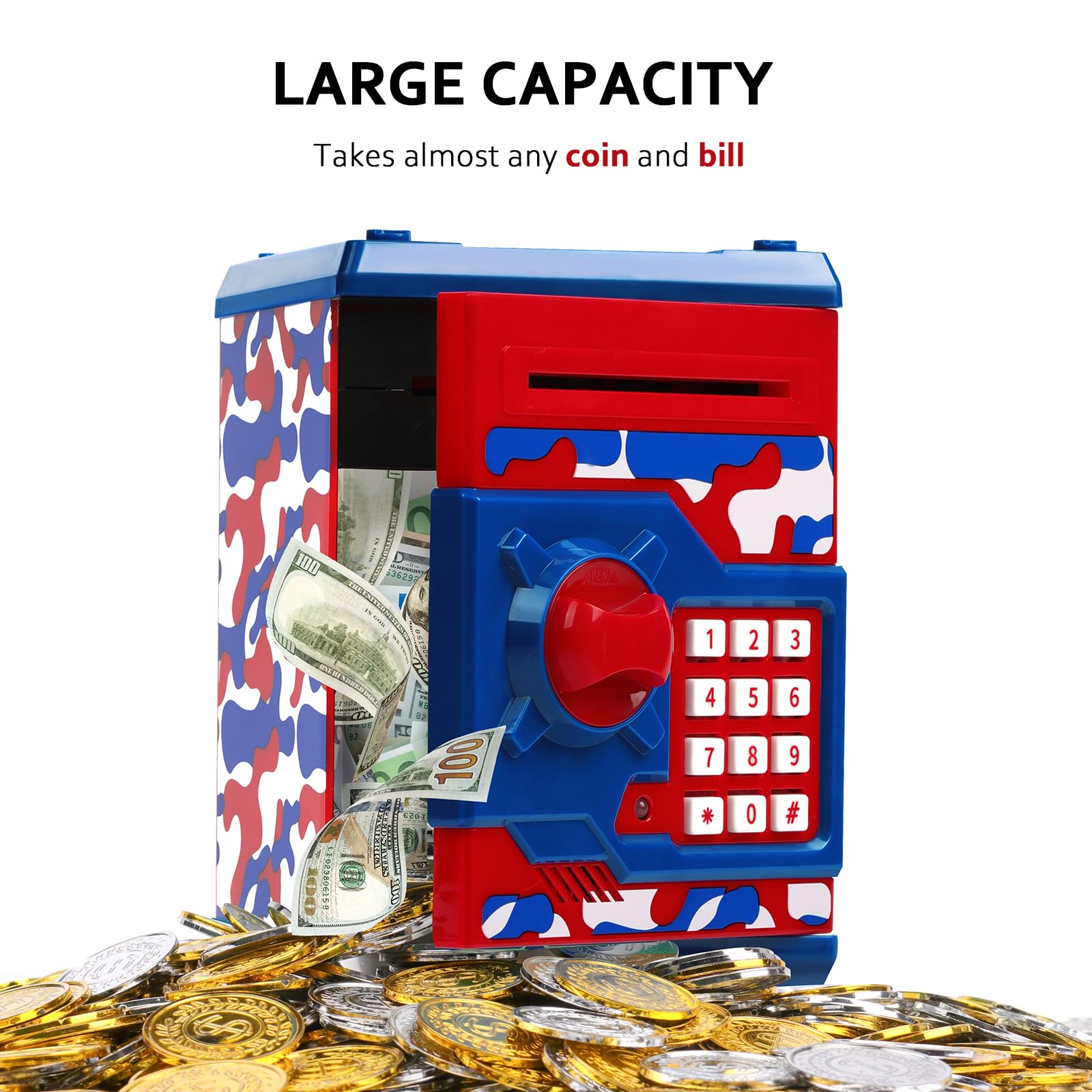 Vcertcpl piggy bank coin slot ready for saving coins.