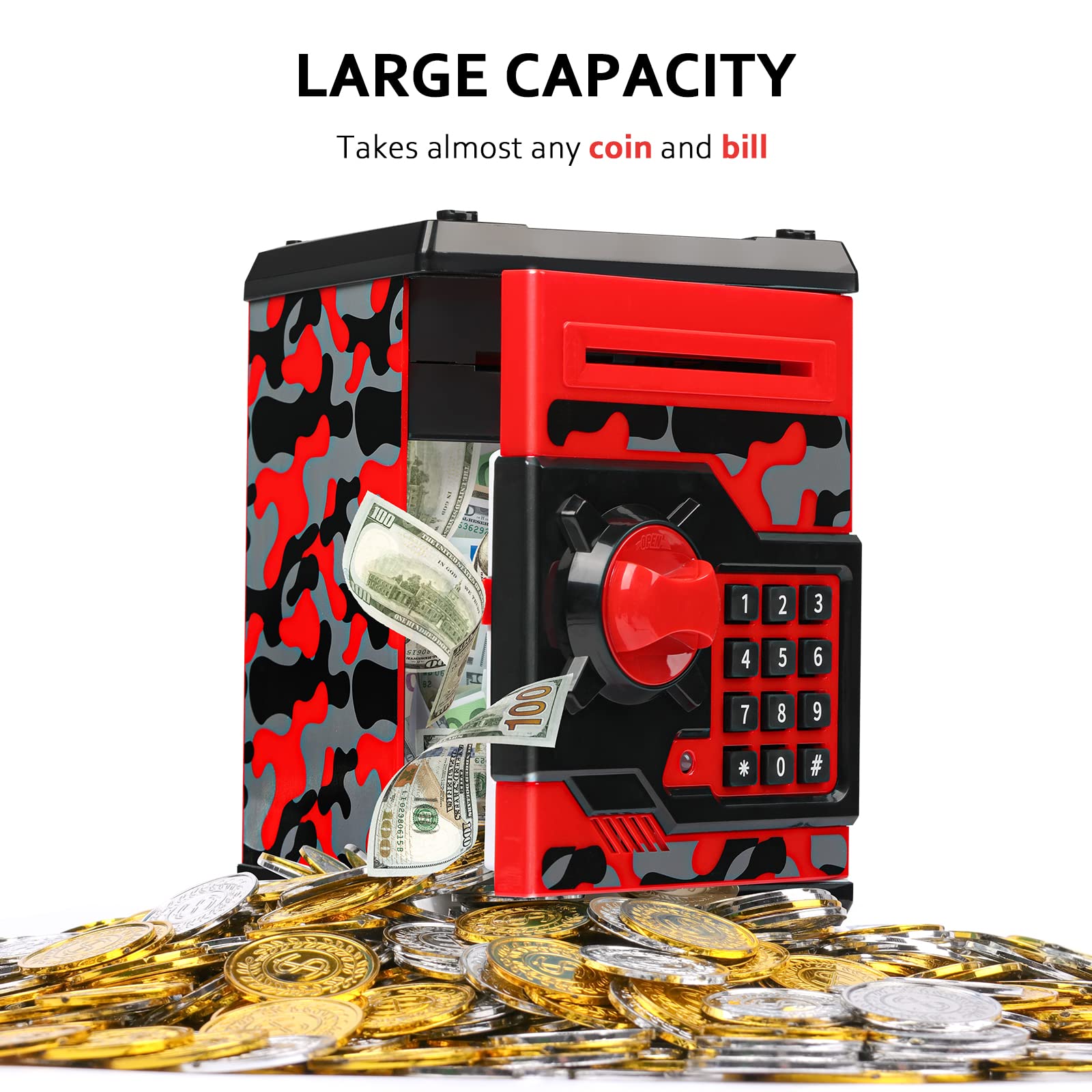 Vcertcpl ATM piggy bank digital keypad shows password protection