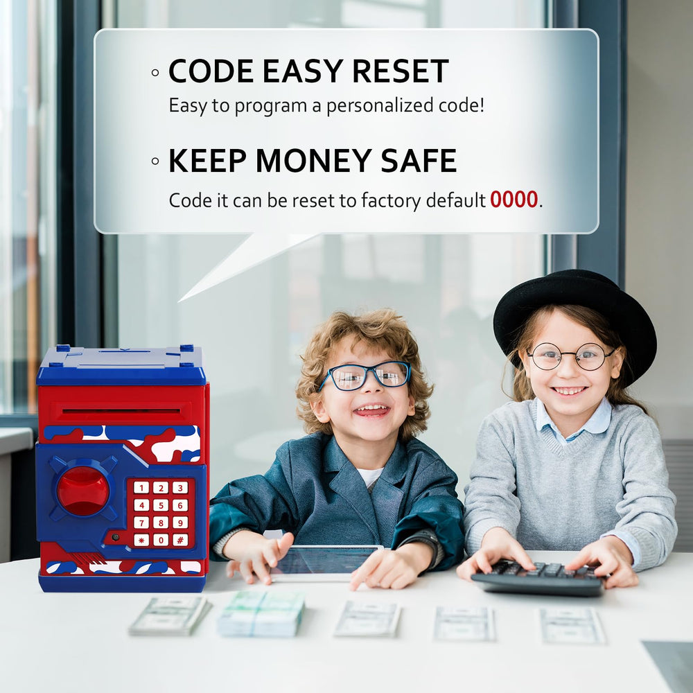 Vcertcpl ATM piggy bank door with customizable 4-digit code for safe savings.