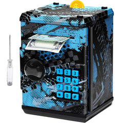 Vcertcpl ATM piggy bank front view with kid-friendly aesthetic for safe savings.