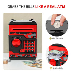 Vcertcpl ATM piggy bank interior capacity fits coins, notes, and small treasures