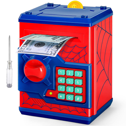 Vcertcpl ATM piggy bank for kids with 4-digit password door for secure savings.