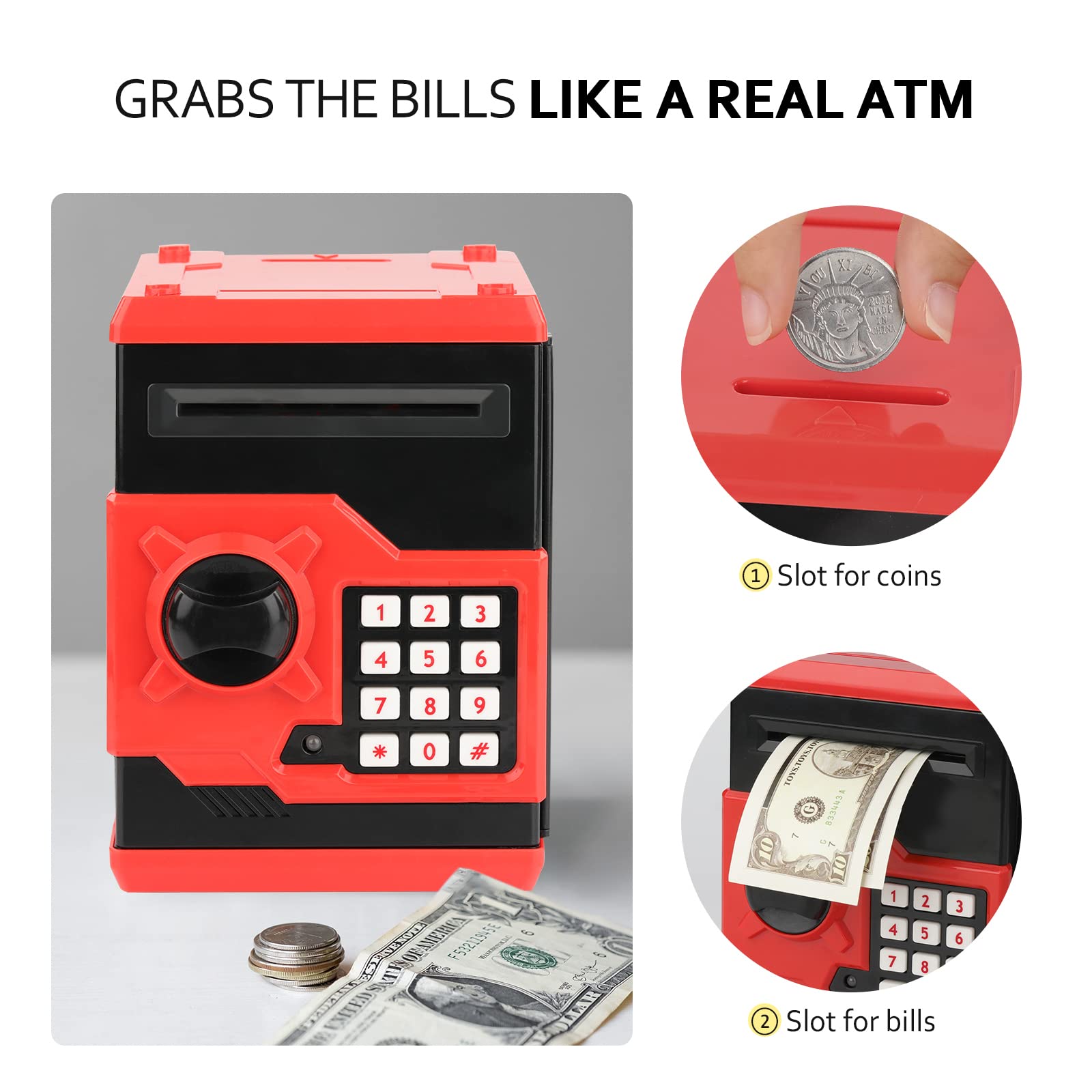 Kids use the Vcertcpl piggy bank to save allowances safely