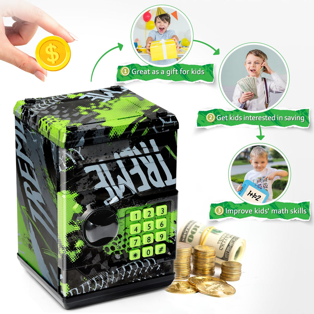 Vcertcpl ATM piggy bank large interior capacity for coins notes and small treasures