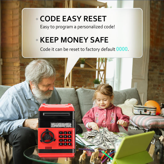 Vcertcpl ATM piggy bank door with 4-digit code lock for safe savings.
