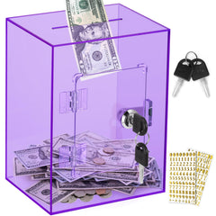 Vcertcpl clear piggy bank with lock in purple shows secure savings progress.