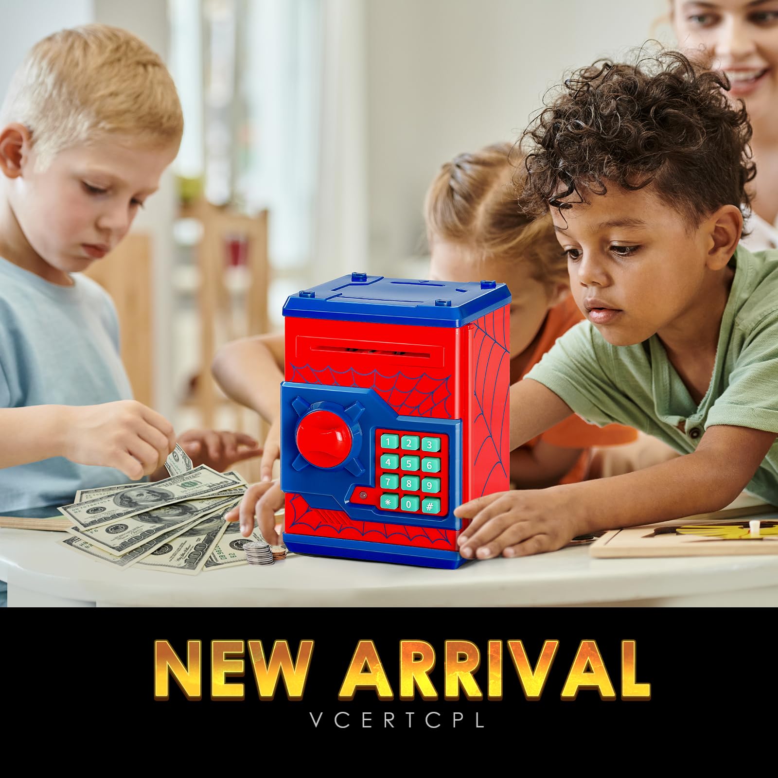 Vcertcpl durable ABS piggy bank designed for kid-friendly play.