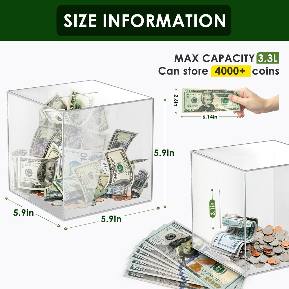 Vcertcpl durable acrylic money box combines sturdiness with a modern look