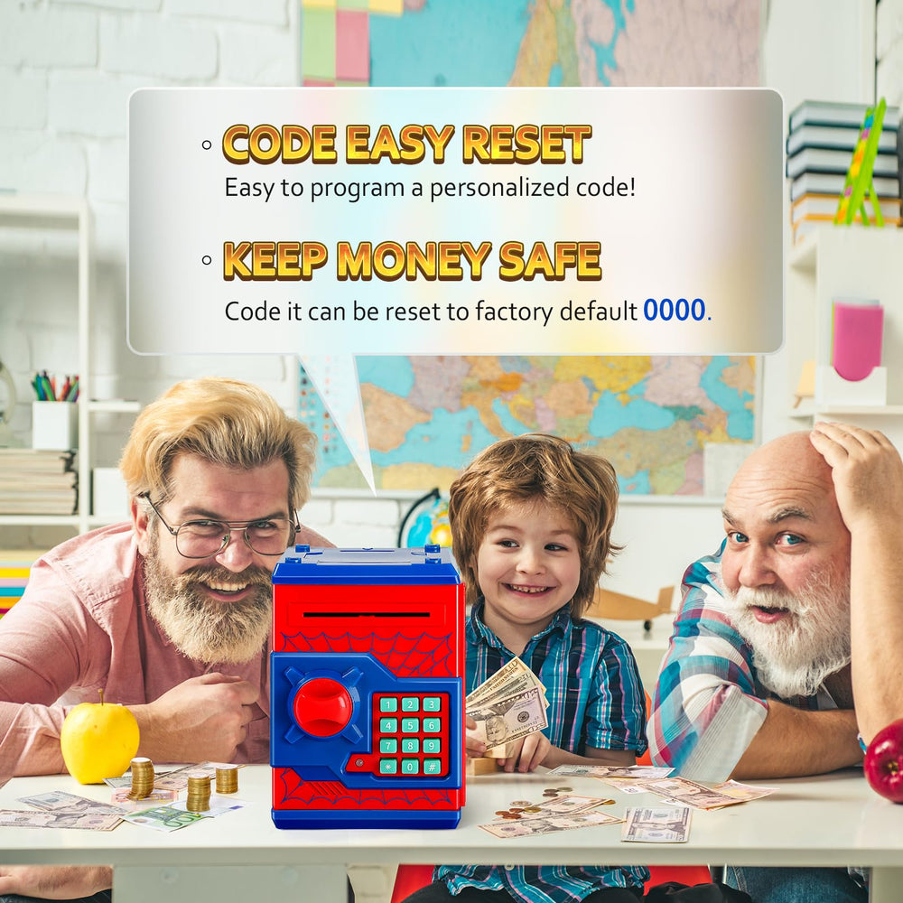 Vcertcpl mini ATM coin bank with bill slot for easy deposits.