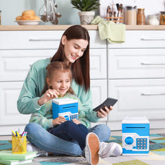 Vcertcpl piggy bank blue-white secure storage supports money management lessons.